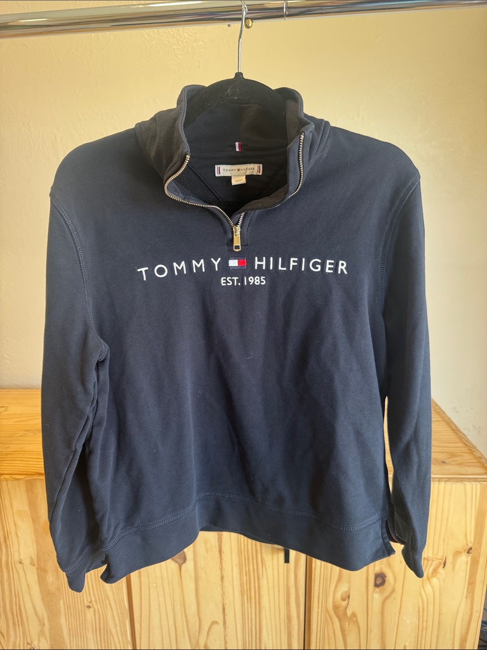 Tommy Hilfiger women’s Navy Half-Zip Logo Sweatshirt